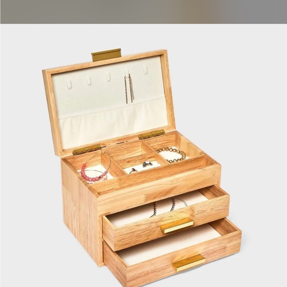 a new day Wooden Storage Jewelry Box with Gold Accents - Picture 2 of 2